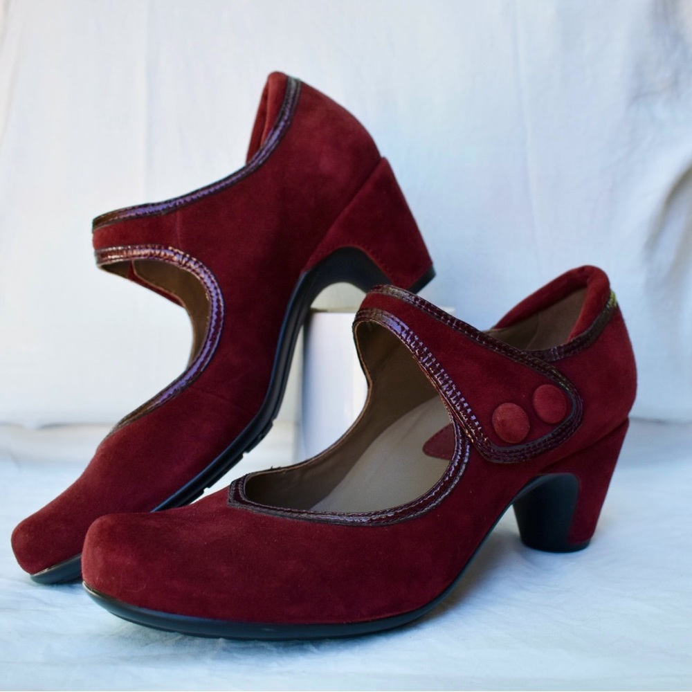Suede Burgundy Mary Jane Dark Academia Heels